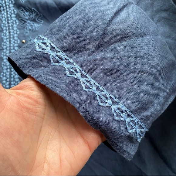 💙 GERRY WEBER NAVY EMBROIDERED LINEN BEACH COVERUP! - Picture 11 of 14